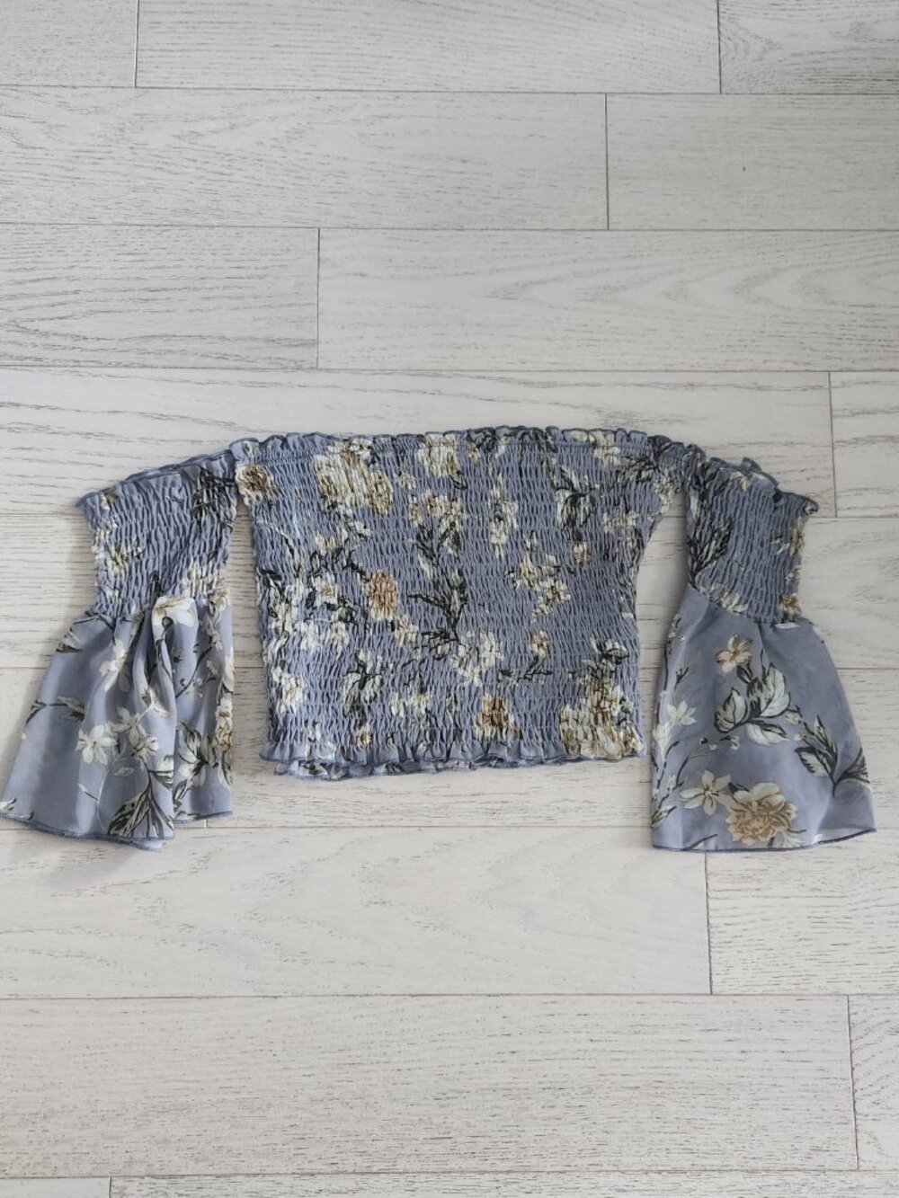 Floral Crop Tube Top with Flutter Sleeves